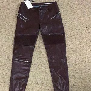 Zara premium faux leather moto pant NWT